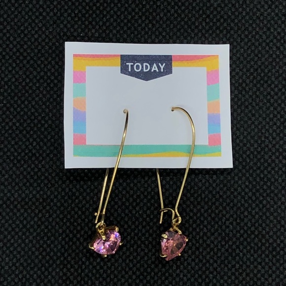 Pink heart drop earrings - Picture 3 of 3